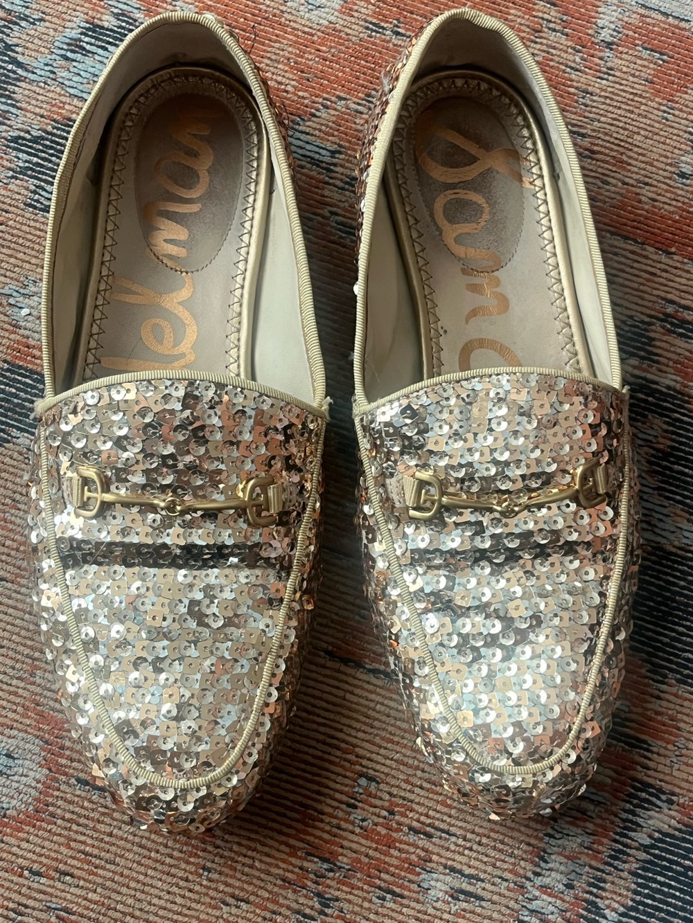 ✨ Sam Edelman Gold Sequin Lorraine Loafers in Size 7 ✨